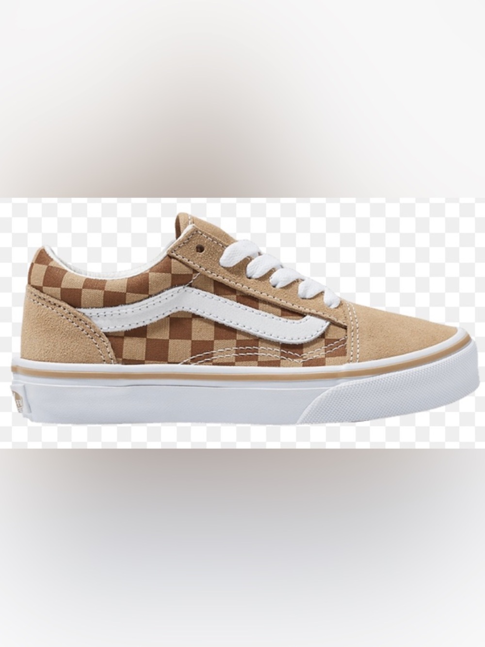 Vans Old Skool Youth Size 3 Tan Checkerboard EUC Worn Once Minor Wear